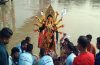 চোখের জলে সিলেটে প্রতিমা বিসর্জন