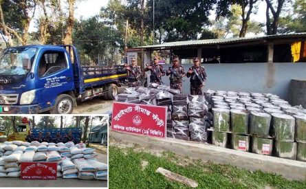 সীমান্তে জব্দ ৬৩ লাখ টাকার পণ্যে যা আছে